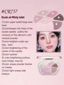 COLORROSE 7-Color Western Retro Eyeshadow Palette, Matte & Shimmer Eyeshadows, High Pigmentation, Long-Lasting, Smooth Texture, With Mirror, Multi-Function Makeup Palette Including Highlighter & Blush