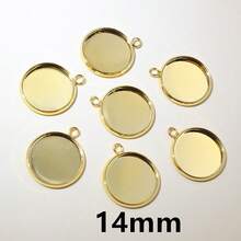 10pcs 8-30mm Inner Size Single Loop Stainless Steel Gold Color Pendant Cabochons Blank Base Tray DIY Jewelry Making Accessories Findings - Single Hanging - View 12