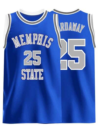 Man,25 Blue Basketball Jersey, Round-Neck Casual Embroidered Vest, Training And Competition Uniform