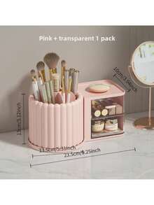 1 pieza Organizador de escritorio con soporte giratorio para bolígrafos y cajón pequeño, adecuado para almacenamiento en el escritorio del hogar