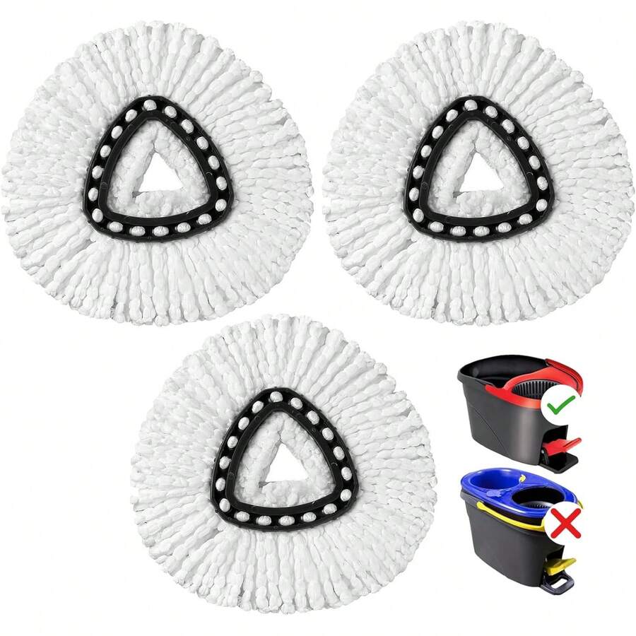 HOMEXCEL Mop Replacement Heads Compatible With O-Cedar EasyWring Spin Mops 3 Pack-Washable Microfiber Spin Head Refills-Easy Cleaning Mop Head Replacement - trắng - Xem 1