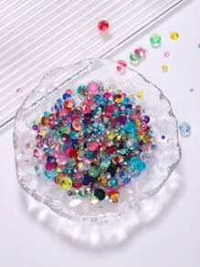 2MM-6MM, 5 Sizes Mix, 2000pcs/Pack, Non-HotFix, Multi Colors, Glue On Round Flatback Crystal Rhinestones Gems Jewelry Beads DIY Diamond Design Accessories Glitter Decal Decorations For Phone Cover,Clothes,Bag,Shoes, Handicraft Products.