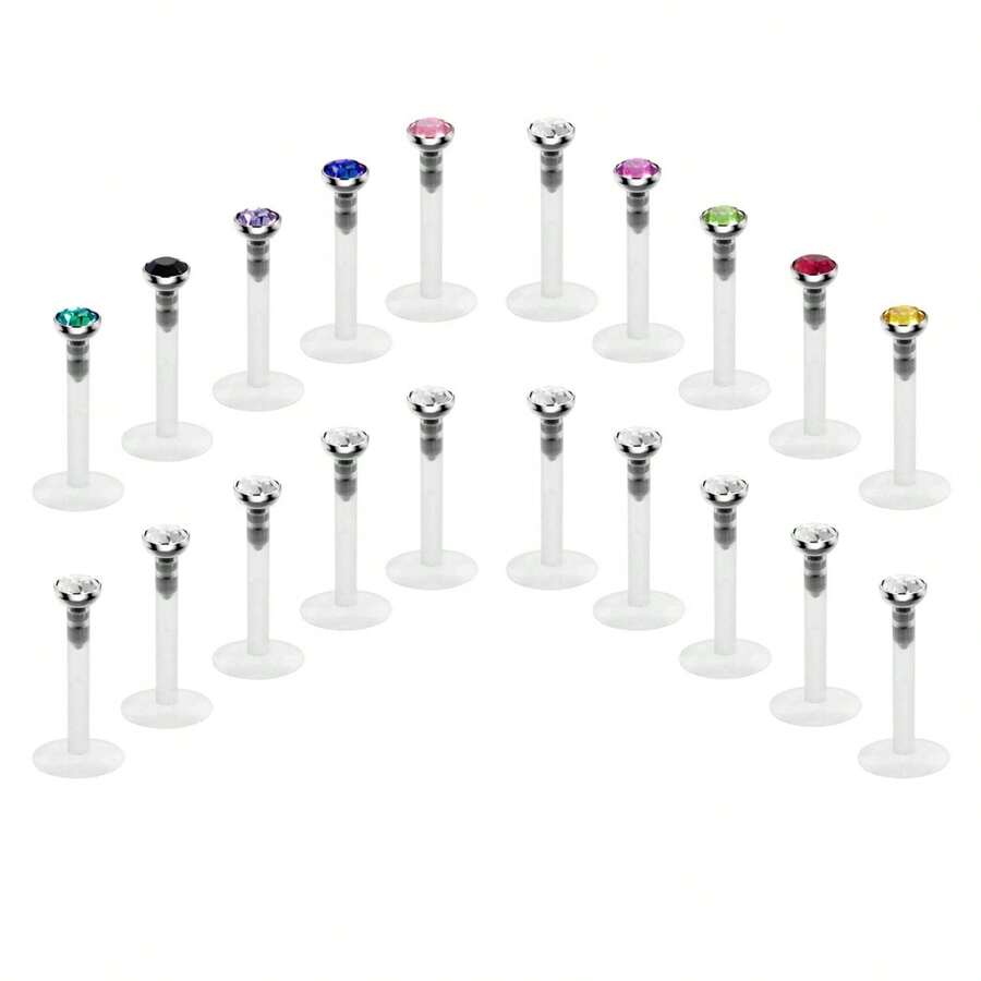 20Pcs Clear Lip Labret Medusa Piercing Studs Jewelry Flat Plastic Back Lip Rings Retainer Push Fit Bioflex Piercing For Monroe Ashelry Tragus Helix 6mm 8mm 10mm 12mm For Work,Clear Earring Studs Nose Pin Cartilage Earring Invisible Plastic Tragus Labret Helix Earring Piercing Retainer