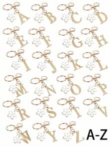 1个高级优雅金色字母钥匙扣，A-Z字母3D吊坠，配樱花挂饰，时尚合金钥匙圈，可作背包挂饰或汽车钥匙链，是女士的完美配饰，情侣礼物，经典简约钥匙扣，装饰品，包包挂饰，非常适合送给朋友、家人、情侣、女友，也是一份重要的礼物和节日纪念品。 - 彩色 - 查看 2