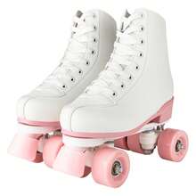 YYW Women's Roller Skates High-Top PU Leather With Classic Double-Row Wheel Design Suitable For Both Indoor And Outdoor Use Ideal For Beginners Pink And White Color Combination Stylish And Beautiful - trắng - Xem 1