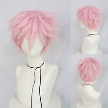 Perruque avec frange droite courte et volumineuse, perruque de cosplay unisexe pour anime, disponible en plusieurs couleurs, perruque avec frange en fibre synthétique résistante à la chaleur, apparence naturelle, haute densité, sans colle nécessaire, confortable à porter, fabriquée en fibre résistante à la chaleur, pour le quotidien, les vacances, les fêtes de Noël, les accessoires de scène, cadeau idéal - Multicolore - Voir 37