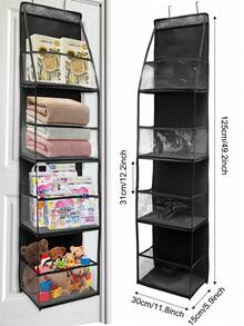 1pc Black/Pink/Grey 4-Shelf Over The Door Hanging Organizer With 2 Metal Hooks,Cow Pattern 4 Pocket Over The Door Wall Mount Storage With Clear Windows For Baby Nursery Bathroom Closet,Bedroom,Dorm,Diapers,Kids Dolls - Cow Pattern - View 15