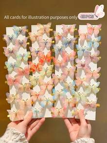 48 chiếc kẹp tóc hình bướm giả nhiều màu sắc, kiểu ombre, làm từ vải tuyn và đá pha lê, phụ kiện tóc dễ thương phù hợp cho mùa tựu trường, sử dụng hàng ngày, kẹp tóc hình bướm, món quà tóc hoàn hảo cho các bé gái. - Nhiều màu - Xem 9