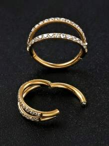 1pc Double Cartilage Nose Ring Stainless Steel Septum Ring Cochlear Piercing Jewelry Septum Ring Cartilage Earring Helix Tragus Gold Silver 18G 16G 8mm 10mm Women's Daily/Travel/Party/Dance Wear, Mother's Day, Valentine's Day, Christmas, Birthday Jewelry Gift - Double Cartilage Earrings - View 4