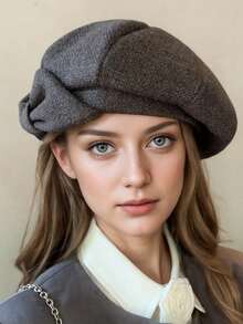 1pc Women's Hat, Bow Decor Solid Color Octagonal Cap, Autumn/Winter Warm Outdoor Sports Commute Shopping Holiday Elegant Face-Slimming Artist Hat, Fashion Versatile Retro Minimalist Beret Hat, Suitable For Daily Use - Multicolor - View 13