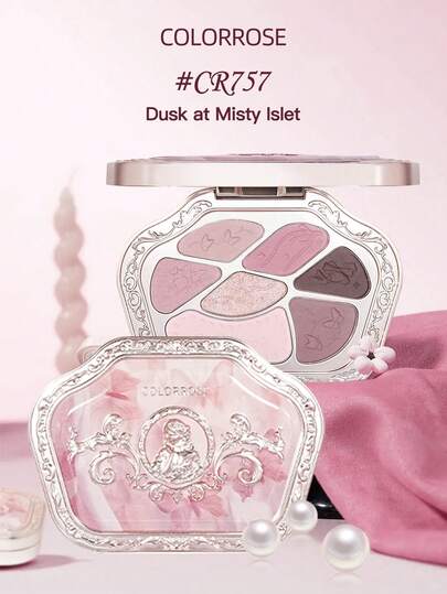 COLORROSE 7-Color Western Retro Eyeshadow Palette, Matte & Shimmer Eyeshadows, High Pigmentation, Long-Lasting, Smooth Texture, With Mirror, Multi-Function Makeup Palette Including Highlighter & Blush