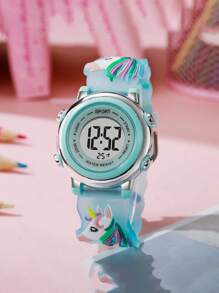 1 件时尚简约休闲新款糖果色气球烟花独角兽可爱可爱手表，适合青少年和学生，万圣节礼物，生日礼物，秋季礼物，返校 - 彩色 - 查看 8