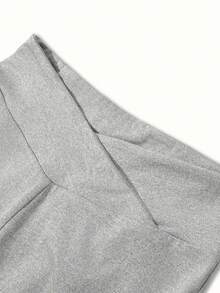 Calça Flare de Malha com Cintura Alta e Cruzada para Meninas, Legging de Ioga Nova de Outono para Crianças, Calça Flare Longa, Calça para Esportes ao Ar Livre - Cinza Claro - Visão 5