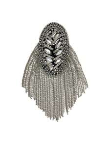 1PC Decorative Shoulder Pad Jewelry Tassel Rhinestones Gold Epaulettes Clothing Accessories Brooch Epaulet For Formal Suit Male - Yellow Gold - View 15