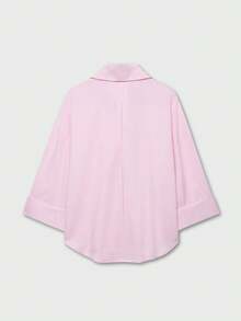 YROOE Fashionable 2025 Women's Casual Simple Versatile Shirt, Minimalist/Business Casual/Daily Commute, Fashionable Casual Turndown Collar Wide Sleeve Women Blouse - Pink - View 2