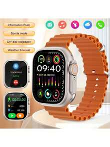 Microwear Smart Watch For Men Women,Heart Rate/Blood Oxygen/Sleep Monitor, Pedometer, Calories Activity Trackers 100 Sports Modes, 2.01" HD Touchscreen Fitness Watch For Android IOS,Extra-Long Battery Life - Orange - View 2