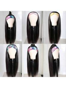 bling hair 55.9 Cm Real Hair Headband Wig For Women, Adhesive-Free Wigs, Brazilian Real Hair Wig, 200% Density, Natural Color - Natural Black - 查看 6