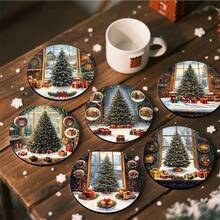 1 set/4 buc/6 buc suporturi de pahare cu model de turtă dulce și brad de Crăciun, suporturi de pahare cu noroi de diatomee, suporturi de pahare pentru cafea, decorațiuni multi-ocazie pentru casă și restaurant, cadouri zilnice, decorațiuni de masă, decorațiuni zilnice, decorațiuni pentru petreceri tematice