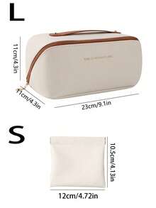 Bolsa de cosméticos de piel sintética (PU), bolsa de almacenamiento de gran capacidad impermeable, bolsa de almacenamiento de herramientas de maquillaje, bolsa de almacenamiento de artículos de tocador, adecuada para almacenar cosméticos, artículos de tocador, productos de cuidado de la piel, artículos de uso diario personal, etc. Regalo para vacaciones