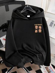 少女卡通印花保暖连帽卫衣