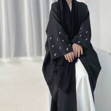 1 chiếc khăn trùm đầu Abaya thêu hình mặt trăng, phù hợp để mặc hàng ngày cho phụ nữ, mọi mùa - Nhiều màu - Xem 4