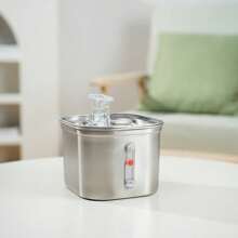 1个不锈钢自动宠物饮水器，2200毫升容量，带可视水位窗口，超静音USB充电猫咪饮水碗 - 多色 - 查看 3