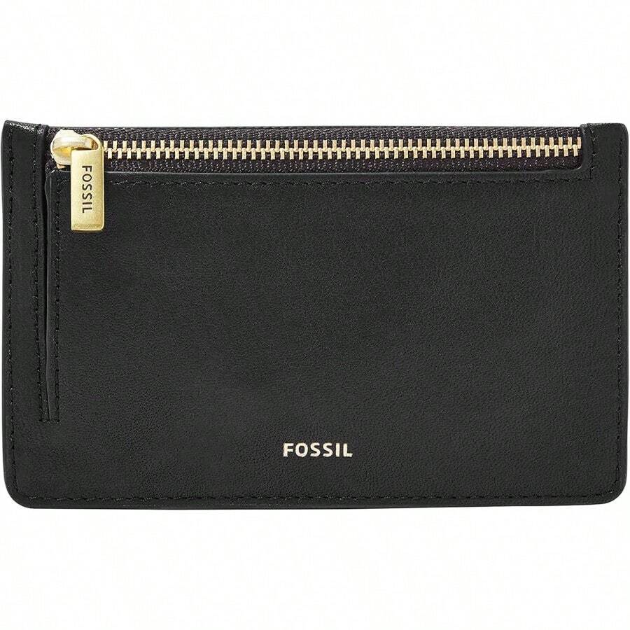 Women's Logan Leather Zip Card Case Wallet With Keychain - Negro - Ver 1