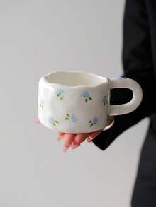 1 Set Floral Ceramic Coffee Cup & Saucer Set, Large Capacity Hand-Painted Ceramic Cup With Coaster, Heart/Flower Pattern, Vintage Style Coffee/Afternoon Tea Dinnerware, Suitable For Spring Brunch, Country Gathering, Women, Commercial Use, And Gifting - Nhiều màu - Xem 14