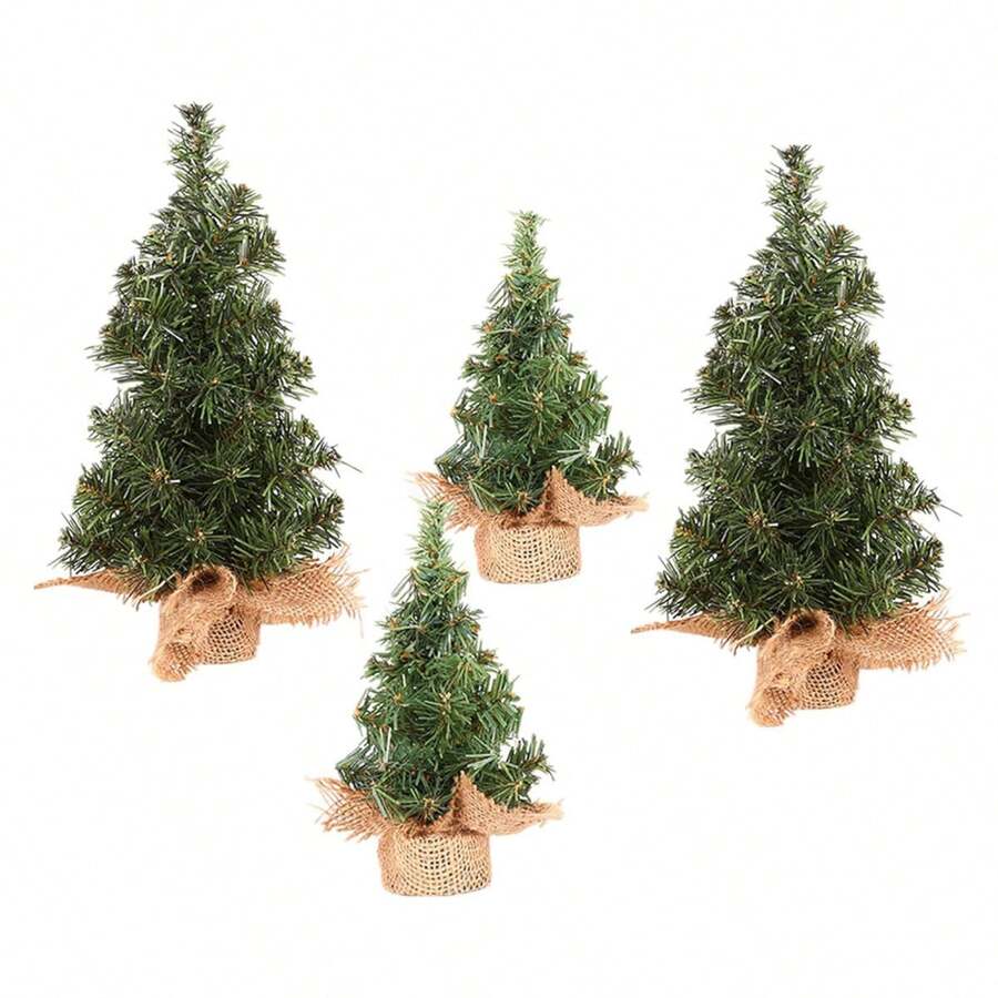 1 pièce Mini sapin de Noël décoratif, sapin de Noël de table en toile de jute, décoration de fête de Noël, décoration de maison, décorations de Noël, décoration de chambre, hiver