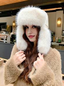 قبعة نسائية من نوع Trapper بألوان متباينة، محبوكة بسمك مناسب للطقس العادي والأنيق، متعددة الاستخدامات مناسبة للخارج والتزلج والدراجات والسفر والحفلات والاستخدام اليومي في فصلي الخريف والشتاء