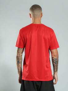 FITNATION Men's Fitness Gym T-Shirt In DRYFIT Fabric With Quick-Drying Sweat And Side Detail - Đỏ - Xem 4