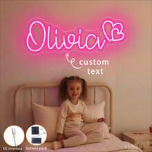 Niestandardowe neony z imionami, ściemnialne akumulatory, ściemnialne lampki nocne, spersonalizowane neony LED, dekoracje do pokoju dziecięcego, prezenty urodzinowe dla chłopców i dziewcząt, neony nadające się do dekoracji pokoju, na święta, urodziny, do sypialni, na imprezy, do pokoju zabaw, dekoracji ściennych i cosplayu