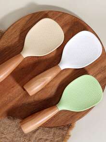 1 ملعقة أرز من السيليكون، خالية من الروائح وصديقة للبيئة. مقبض خشبي فاخر. أنيقة وقوية، مقاومة للحرارة. ملعقة أرز دوارة، ملعقة أرز لا تلتصق، ملعقة أرز قائمة، ملعقة تقديم ذات مقبض خشبي. مناسبة لجميع أنواع طناجر الأرز والمكونات، لا تلتصق، سهلة التنظيف.