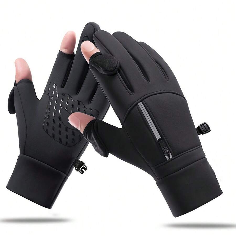 1 Pair Of Men's Outdoor Sports Waterproof Gloves, Touch Screen, Windproof, Suitable For Driving, Cycling, Autumn And Winter