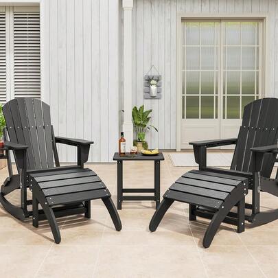 Footstool For Adirondack Chair, HDPE Adirondack Ottoman Footrest, Weather Resistance Outdoor Footstool For Outside Porch Pool Lawn Backyard