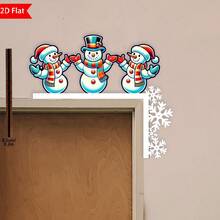 1pc Christmas Door Frame Decoration -Funny Santa & Penguin Christmas Corner Door Frame Decoration, Snowman Door Corner Decor, Manufactured Wood, Holiday Home Decor, Festive Home Party Scene DIY Craft Gift, Seasonal Wall Decor