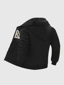 YUNCHIC - Men's Hooded Sweatshirt With Face Mask, Creative Prayer Pattern, Protective Balaclava Design, Autumn/Winter Outdoor Cycling Running Sports Jacket, Side Pockets For Comfort - Black - View 5