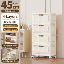 4/5/6-Tier Rolling Storage Drawer Cabinet ,Folds Flat For Storage,Foldable Storage Bins With Flip Doors Stackable Storage Cabinet For Wardrobe Closet, Bedroom, Living Room, Kitchen, Bathroom, Home Decor Storage Organizer For Toys, Clothes & Small Spaces, Waterproof And Moisture-Proof  Easy To Assemble,Dorm Room Essential And Apartment Saver - trắng - Xem 13
