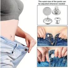 4件/6件/10件牛仔裤替换纽扣腰部免钉牛仔裤纽扣，银色字母腰扣多功能可拆卸塔扣牛仔裤裙腰部调整尺寸变化牛仔裤固定扣，免钉可拆卸牛仔裤纽扣替换套装，无需缝纽扣 - 彩色 - 查看 11