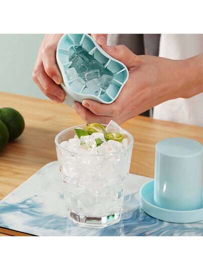 2个/1个装节日派对冰桶，硅胶圆形冰格带盖，硅胶冰桶，制冰器，挤压式冰格，迷你冰桶，冰格模具，适用于冰箱、户外迷你冰箱、车载冰箱、家用冰箱，圆形制冰器，迷你创意冰桶，碎冰圆形冰格，硅胶制冰器