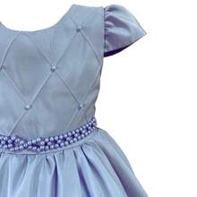 Short Wedding Party Dress For Girls With Pearl Belt - 淺藍色 - 查看 4