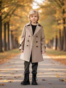 Boys' Autumn/Winter Windbreaker, Long Jacket, British Style, Toddler & Big Kid Outerwear - Khaki - View 2