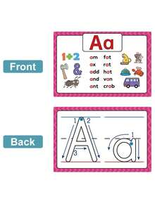 26pcs Letter Flashcards - Alphabet Phonics CVC Word Learning Cards + 2 Reusable Writing Pens, Drawing ABC Practice Cards, Educational Toys - Multicolor - View 5