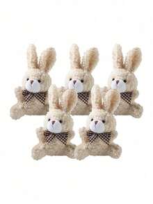 5个卡通领结坐姿兔子毛绒玩偶，可DIY钥匙扣、包包挂件，适合情人节、毕业派对、生日礼盒、婚礼派对装饰、生日派对DIY装饰、包包钥匙扣挂件、圣诞节、儿童派对礼物、儿童礼物 - 彩色 - 查看 13