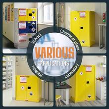 100 Gal Flammable Safety Cabinet, 70x43x34 Inch Cold-Rolled Steel Design With Adjustable Shelves, OSHA & CE Certified Storage Solution For Industrial, Commercial, Laboratory And Institutional Use, Yellow - 44x43x18in - View 7