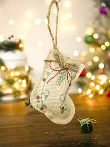 1pc Christmas Linen Pendant, Christmas Tree, Christmas Stocking, Ball, Five-Pointed Star Shape, Suitable For Christmas Party Decoration, Christmas Tree Hangings, Indoor Hangings For Living Room Bedroom Room Decoration Home Decor Christmas Decorations