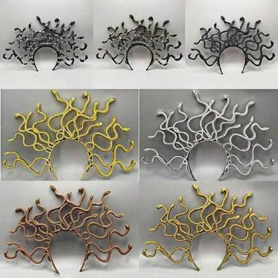 1pc Halloween Medusa Headband Horror Scary Halloween Costume Prop Snake Head Band Christmas Cosplay Accessory For Christmas Party All Saints' Day