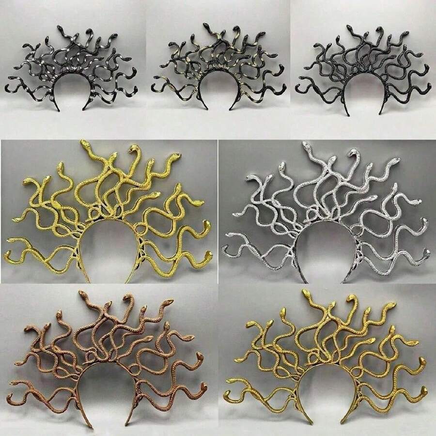 1pc Halloween Medusa Headband Horror Scary Halloween Costume Prop Snake Head Band Christmas Cosplay Accessory For Christmas Party All Saints' Day
