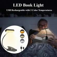 PINK 10 LED Book Light, 3 Eye-Protecting Lightng Colours Reading Light, Adjustable Brightness, USB Rechargeable 12H Battery Life, Flexible Clip On Book Light For Reading, Painting,Travel, Kids Gift