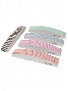 5/10Pcs Nail Art Professional Nail File 80/100/150/180/240 Sandpaper Strong Thick Sanding Half Moon Lime DIY Manicure Tool Accessories - Light Grey - View 7